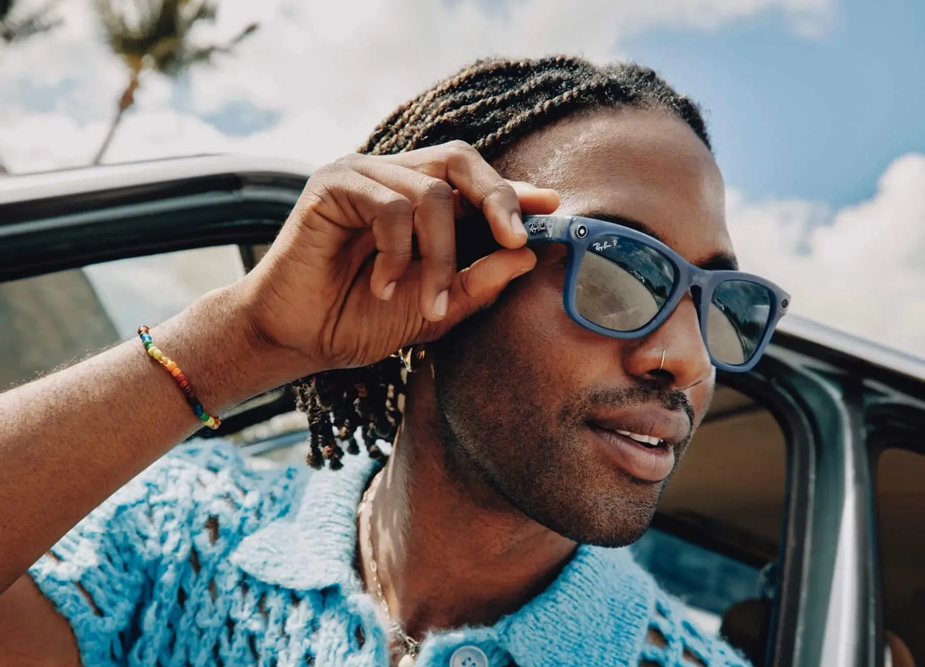Ray-Ban Meta Wayfarer - (F) Matte Jeans Transparent - (L) Dusty Blue Polarised - (Large)