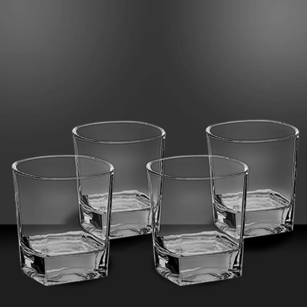 Rectangle Glass Whiskey Decanter Set with Four 8 oz Glasses in Gift Box