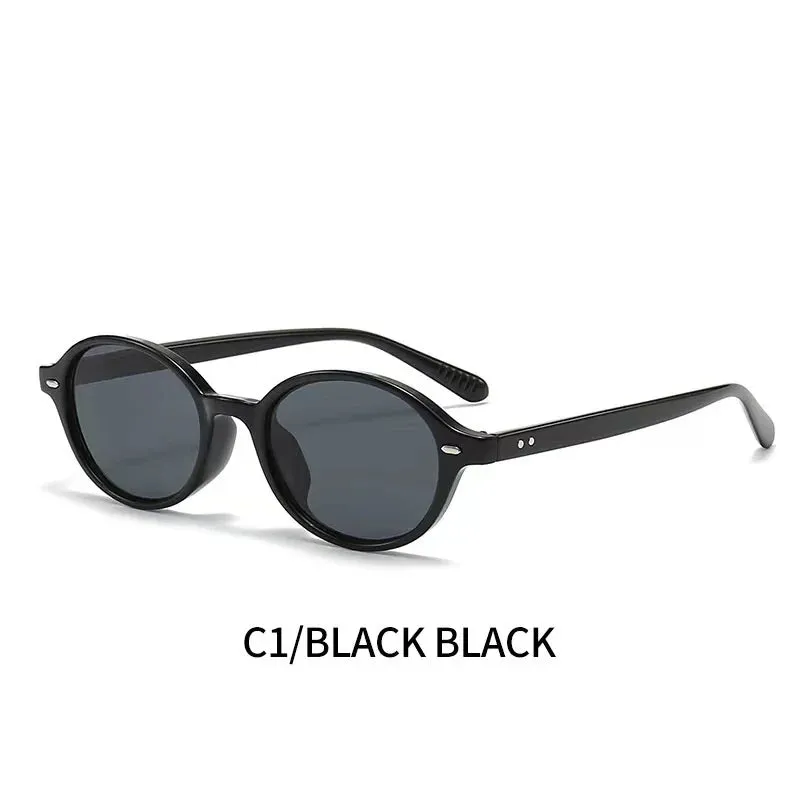 Retro Small Oval Sunglasses Women Men Rivets Shades Fashion Eyewear Luxury Sun Glasses UV400  Female