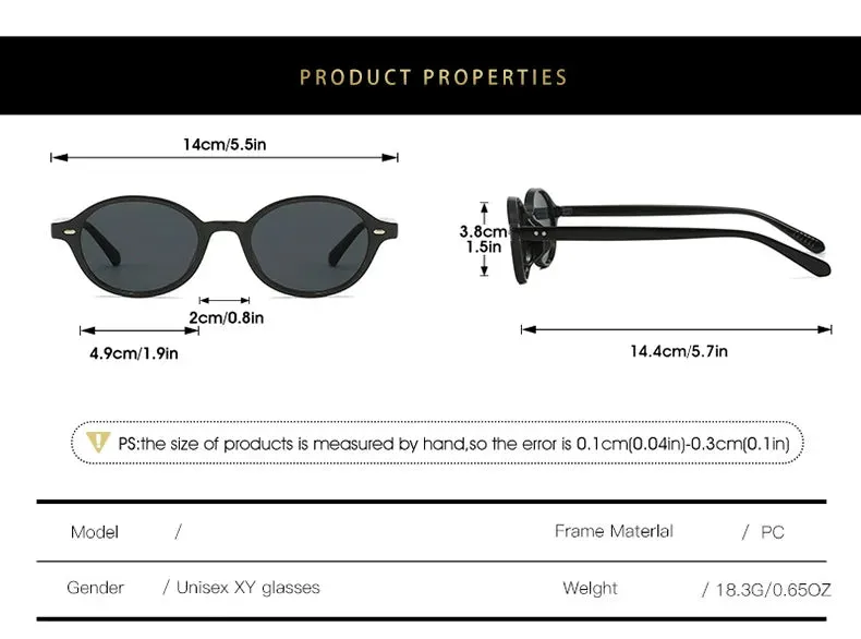 Retro Small Oval Sunglasses Women Men Rivets Shades Fashion Eyewear Luxury Sun Glasses UV400  Female