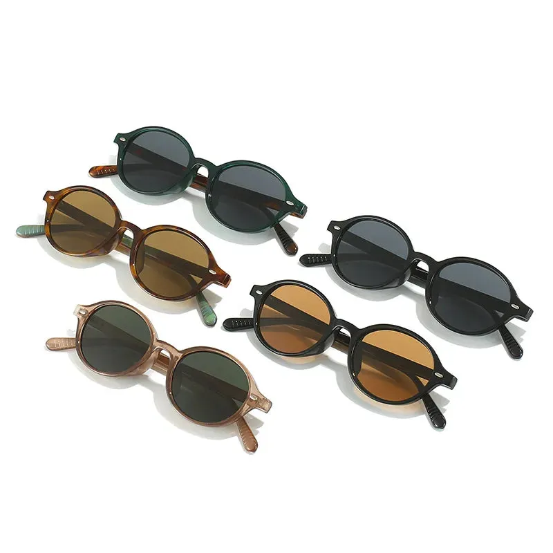 Retro Small Oval Sunglasses Women Men Rivets Shades Fashion Eyewear Luxury Sun Glasses UV400  Female