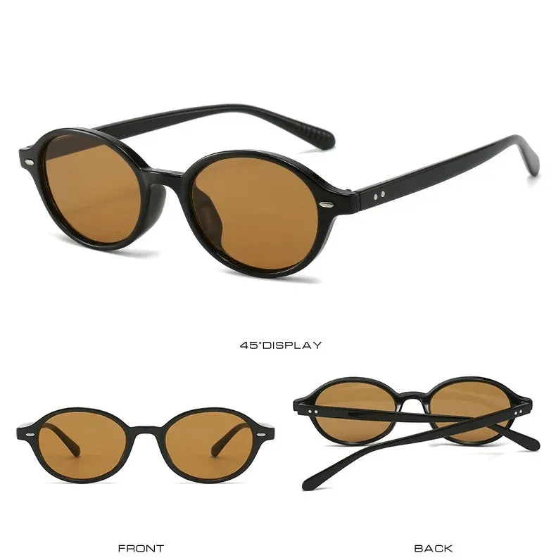Retro Small Oval Sunglasses Women Men Rivets Shades Fashion Eyewear Luxury Sun Glasses UV400  Female