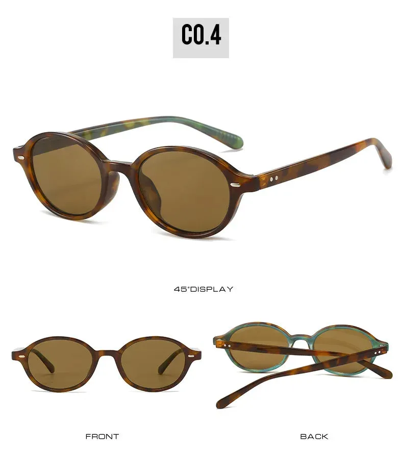 Retro Small Oval Sunglasses Women Men Rivets Shades Fashion Eyewear Luxury Sun Glasses UV400  Female