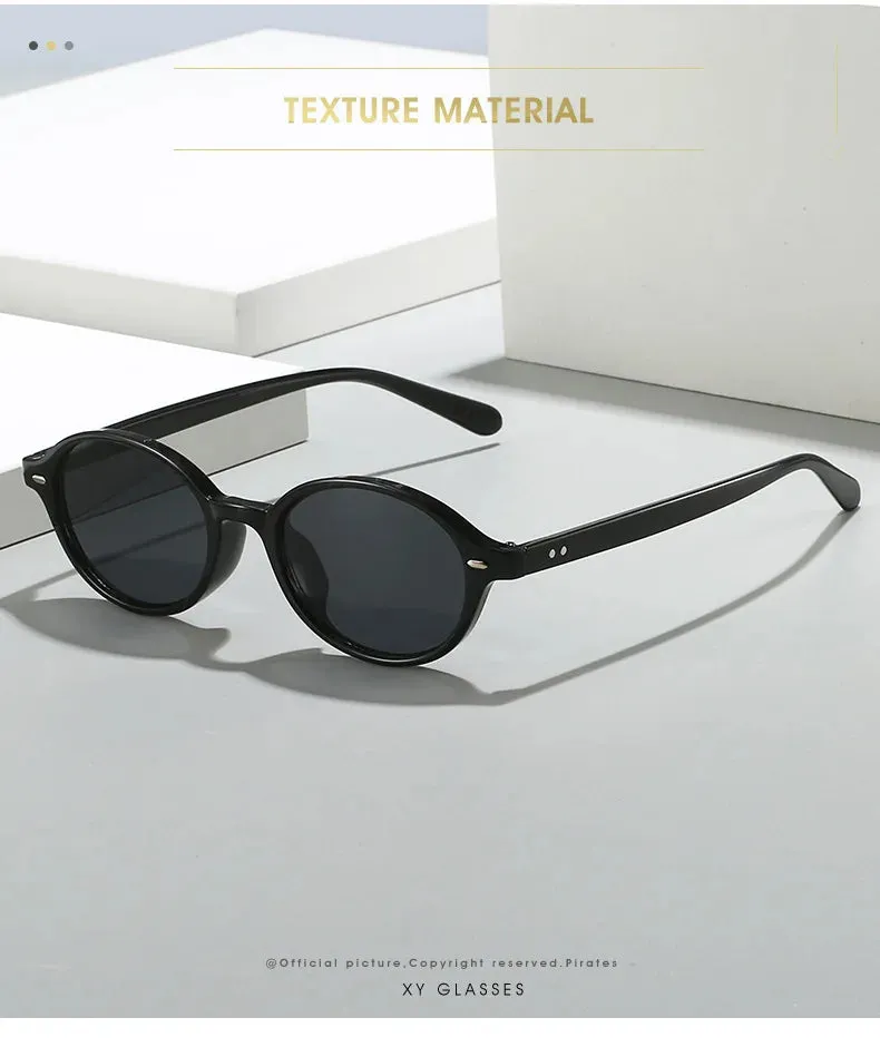 Retro Small Oval Sunglasses Women Men Rivets Shades Fashion Eyewear Luxury Sun Glasses UV400  Female