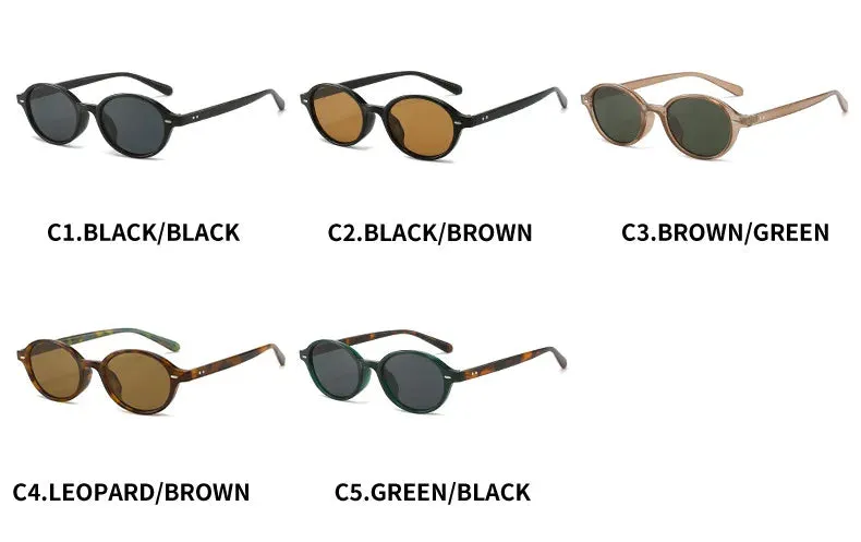 Retro Small Oval Sunglasses Women Men Rivets Shades Fashion Eyewear Luxury Sun Glasses UV400  Female