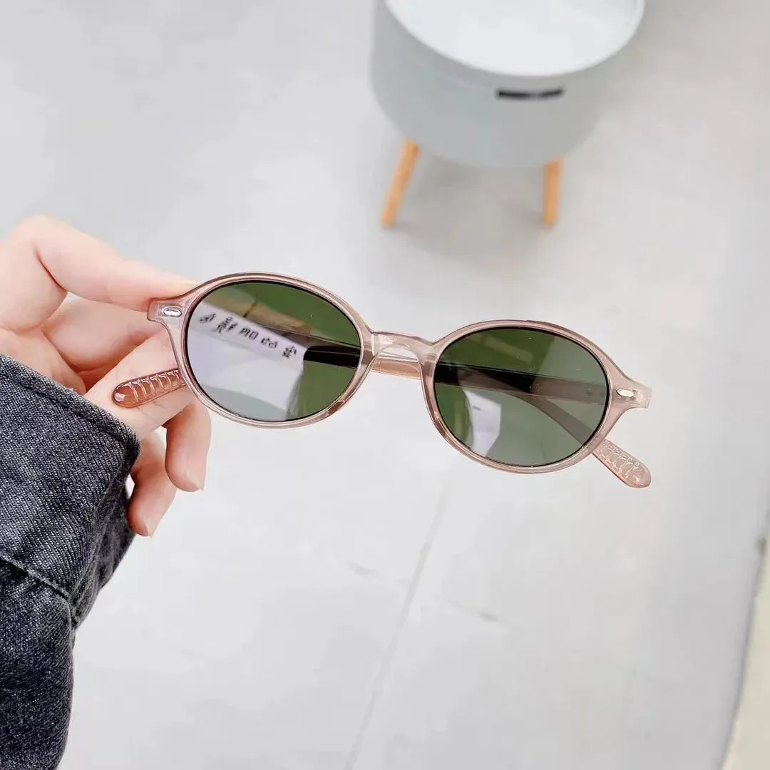 Retro Small Oval Sunglasses Women Men Rivets Shades Fashion Eyewear Luxury Sun Glasses UV400  Female