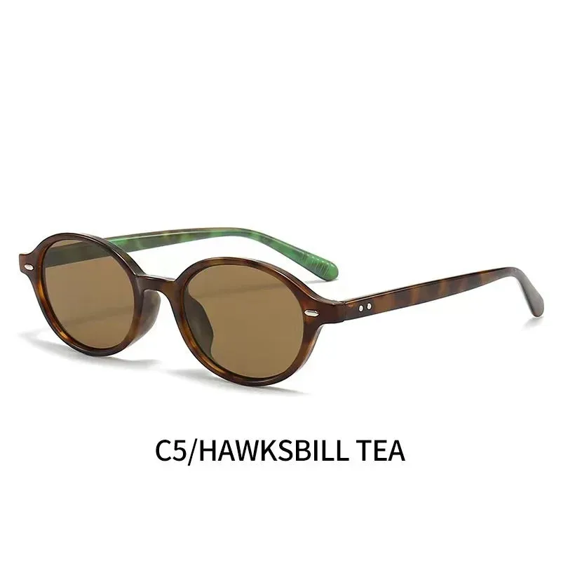 Retro Small Oval Sunglasses Women Men Rivets Shades Fashion Eyewear Luxury Sun Glasses UV400  Female