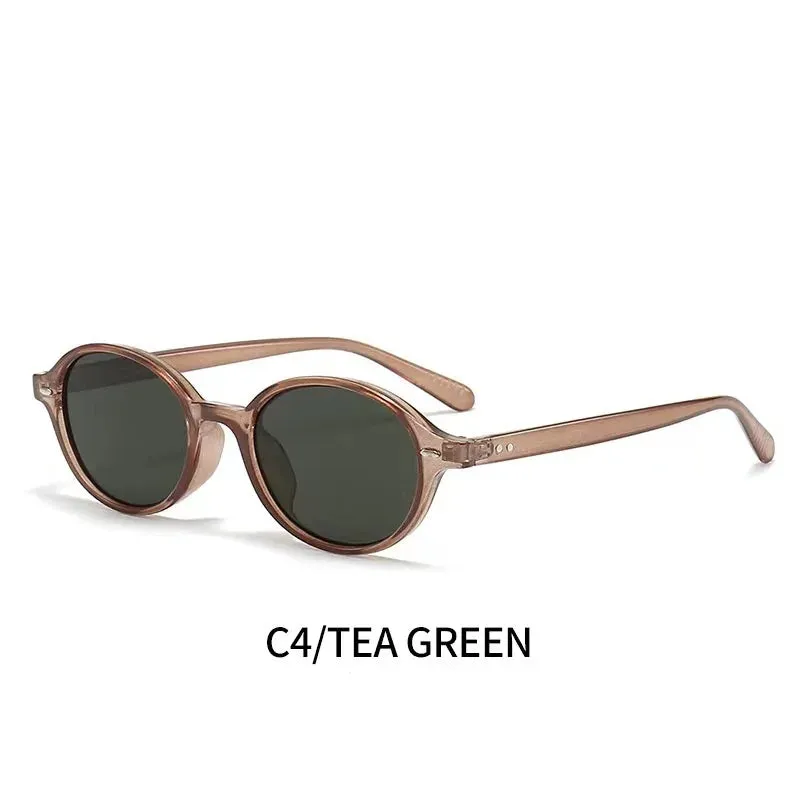 Retro Small Oval Sunglasses Women Men Rivets Shades Fashion Eyewear Luxury Sun Glasses UV400  Female
