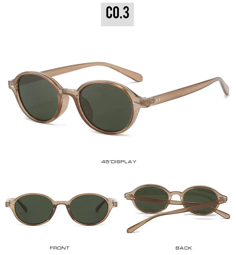 Retro Small Oval Sunglasses Women Men Rivets Shades Fashion Eyewear Luxury Sun Glasses UV400  Female