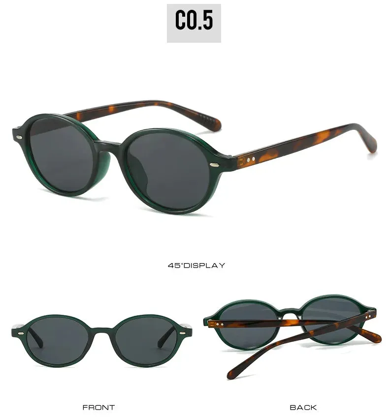 Retro Small Oval Sunglasses Women Men Rivets Shades Fashion Eyewear Luxury Sun Glasses UV400  Female