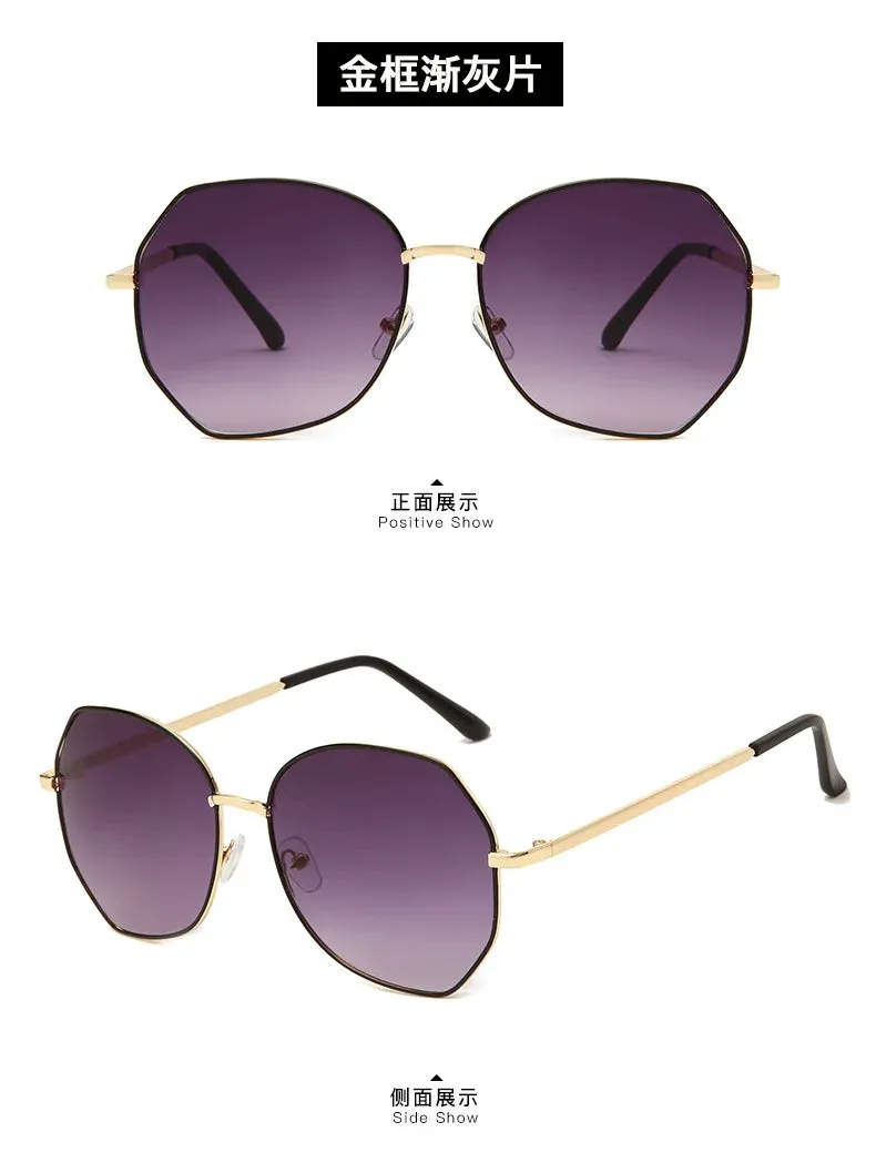 Rimless Alloy Aviation Pilot Sunglasses for Women 2023 Brand Gradient Sun Glasses Female Metal Oval Shades Black Brown очки