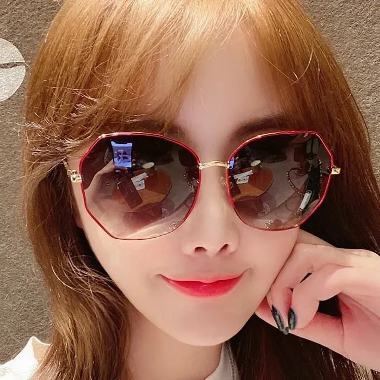 Rimless Alloy Aviation Pilot Sunglasses for Women 2023 Brand Gradient Sun Glasses Female Metal Oval Shades Black Brown очки