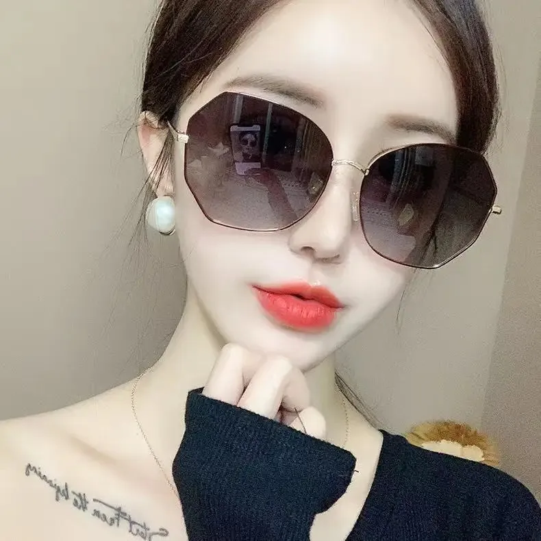 Rimless Alloy Aviation Pilot Sunglasses for Women 2023 Brand Gradient Sun Glasses Female Metal Oval Shades Black Brown очки