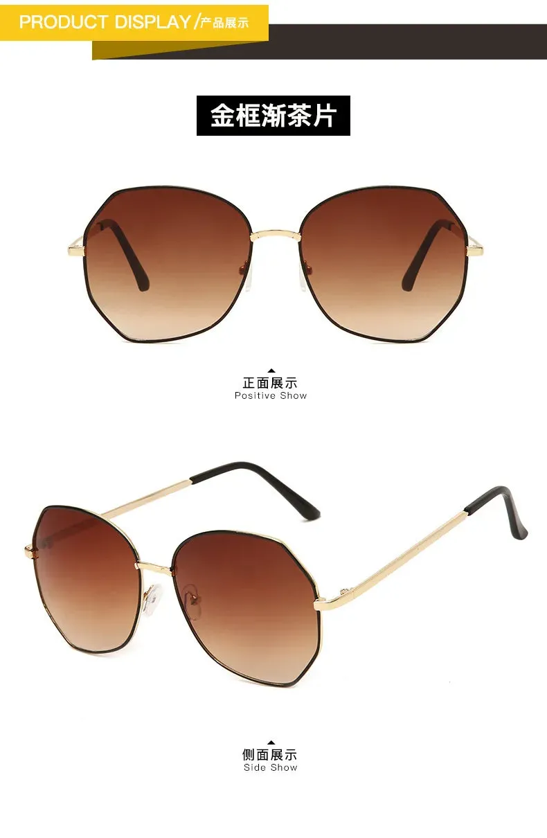 Rimless Alloy Aviation Pilot Sunglasses for Women 2023 Brand Gradient Sun Glasses Female Metal Oval Shades Black Brown очки