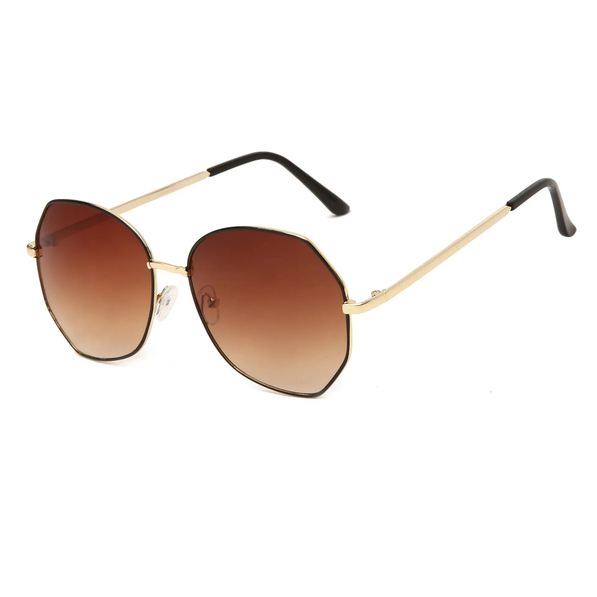 Rimless Alloy Aviation Pilot Sunglasses for Women 2023 Brand Gradient Sun Glasses Female Metal Oval Shades Black Brown очки