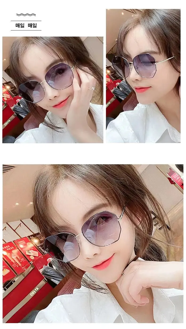 Rimless Alloy Aviation Pilot Sunglasses for Women 2023 Brand Gradient Sun Glasses Female Metal Oval Shades Black Brown очки