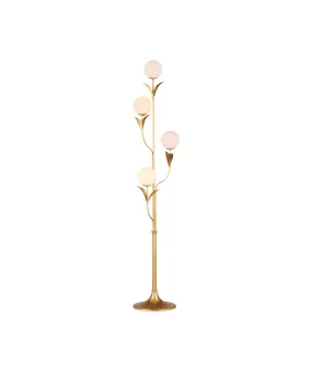 Rossville 4-Light Floor Lamp in Contemporary Gold Leaf & Frosted White