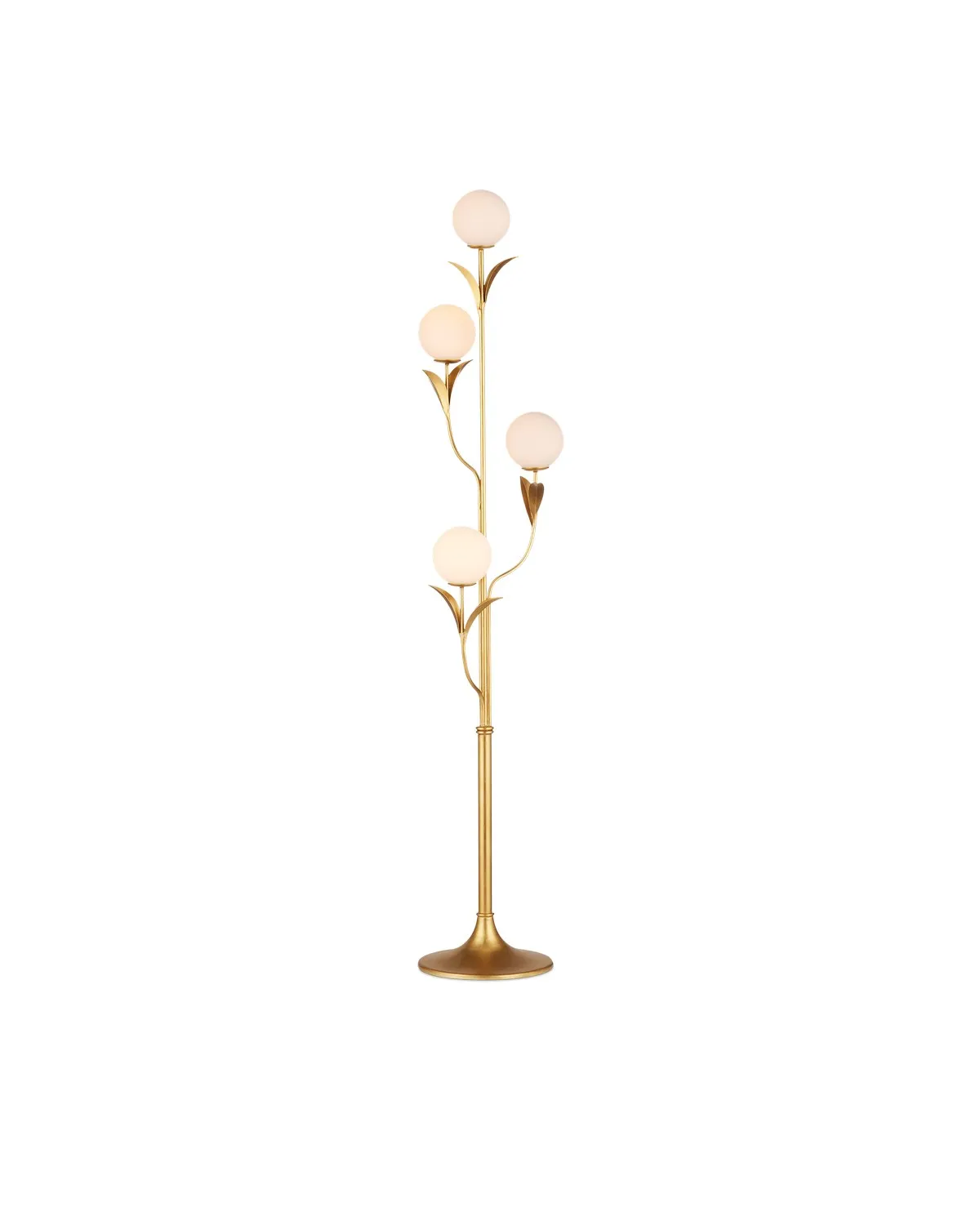 Rossville 4-Light Floor Lamp in Contemporary Gold Leaf & Frosted White