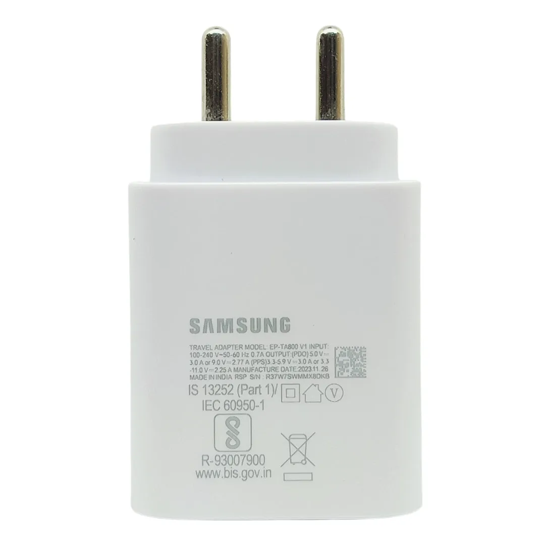 Samsung A73 25W Type-C To Type-C Adaptive Fast Mobile Charger With Cable White
