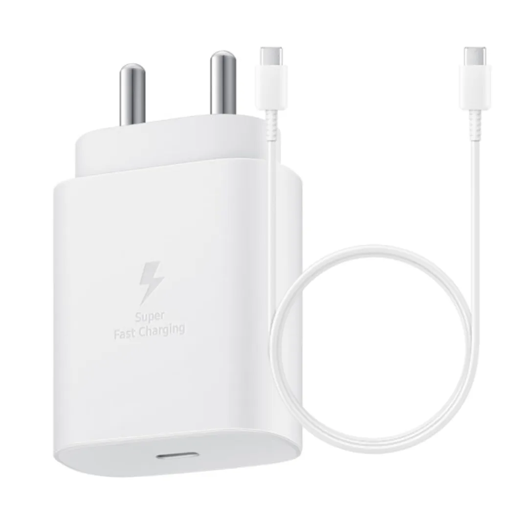 Samsung A73 25W Type-C To Type-C Adaptive Fast Mobile Charger With Cable White