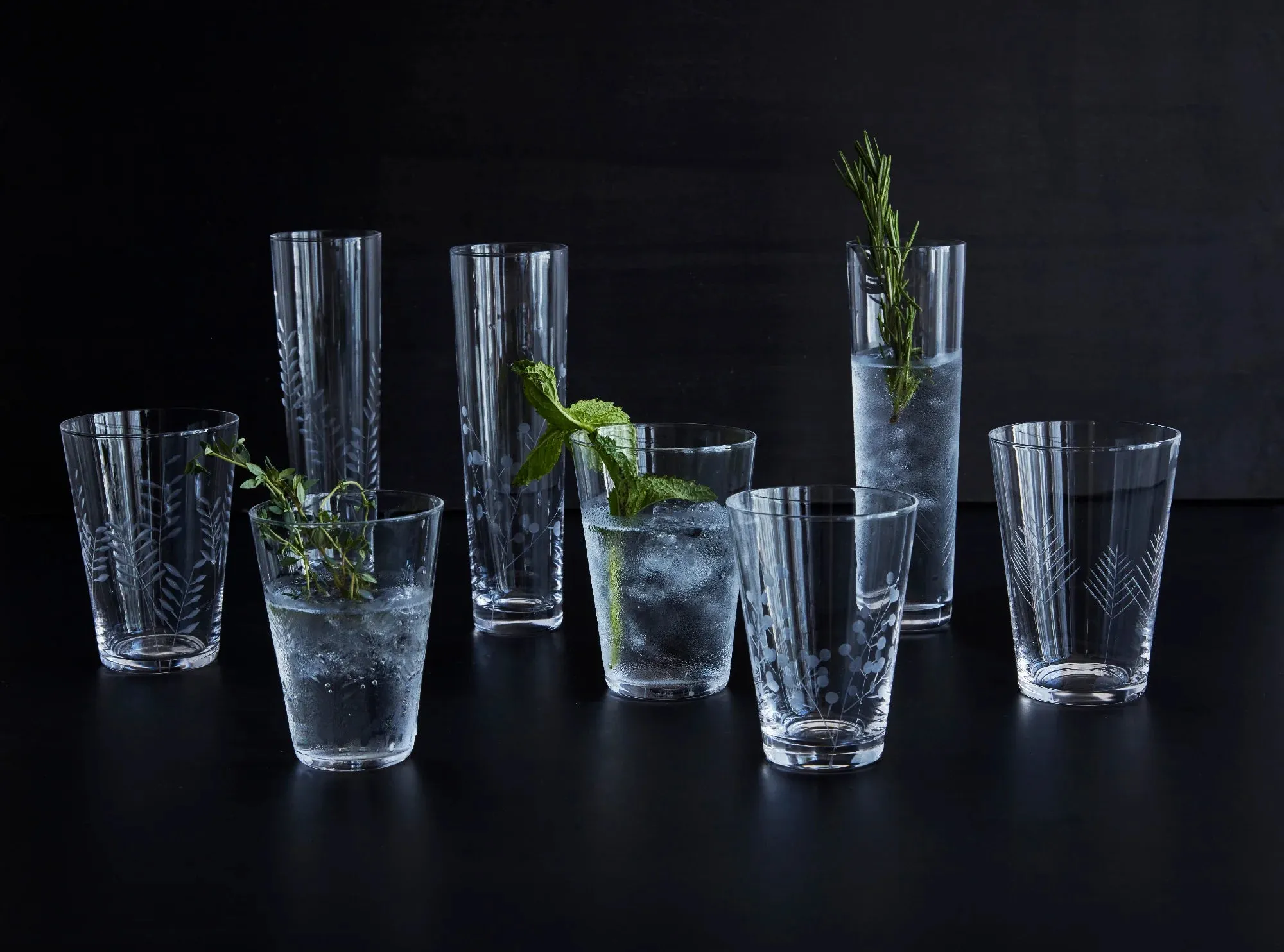 Sienna Etched Stemless Champagne Glassware Set