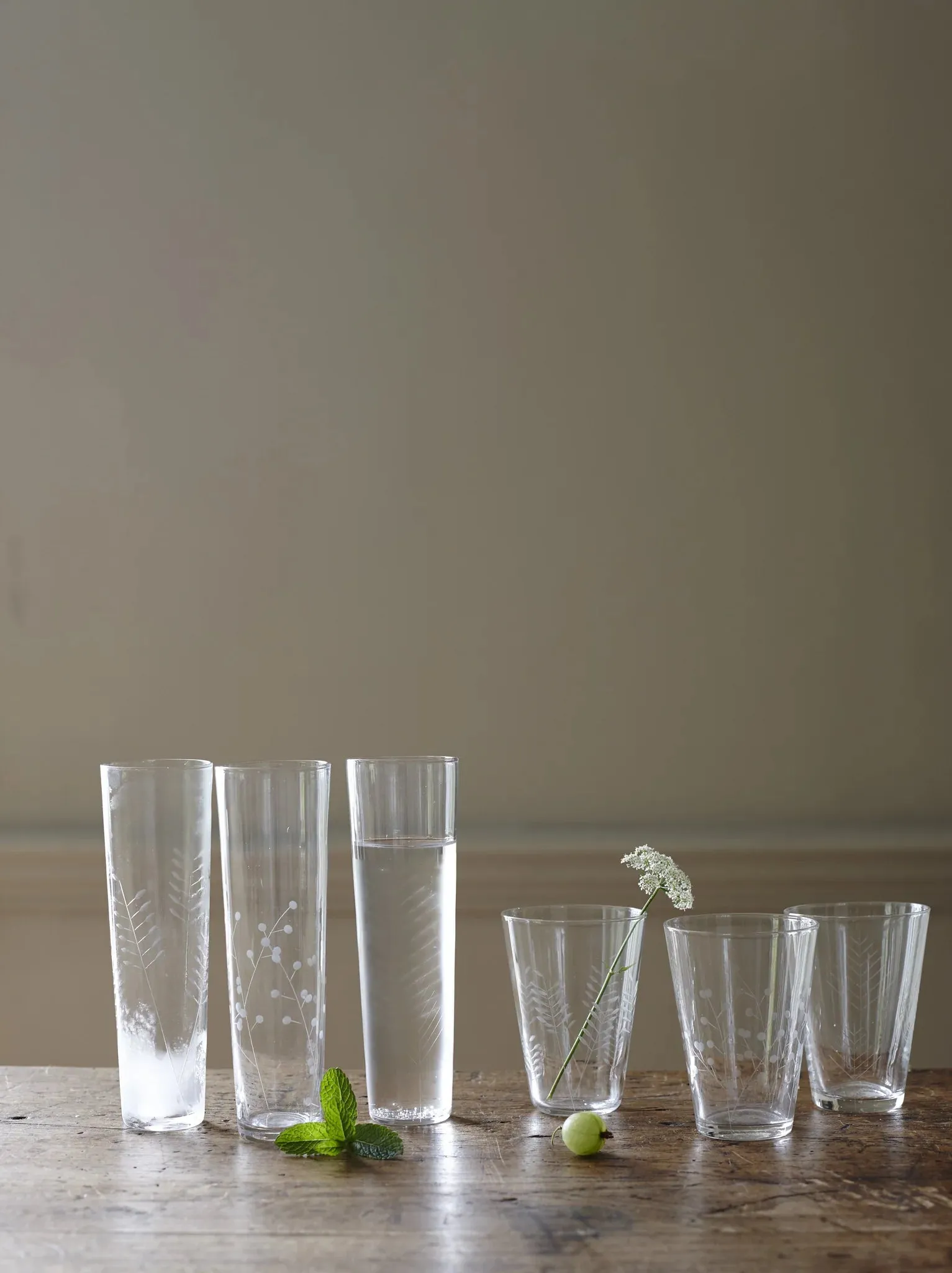 Sienna Etched Stemless Champagne Glassware Set