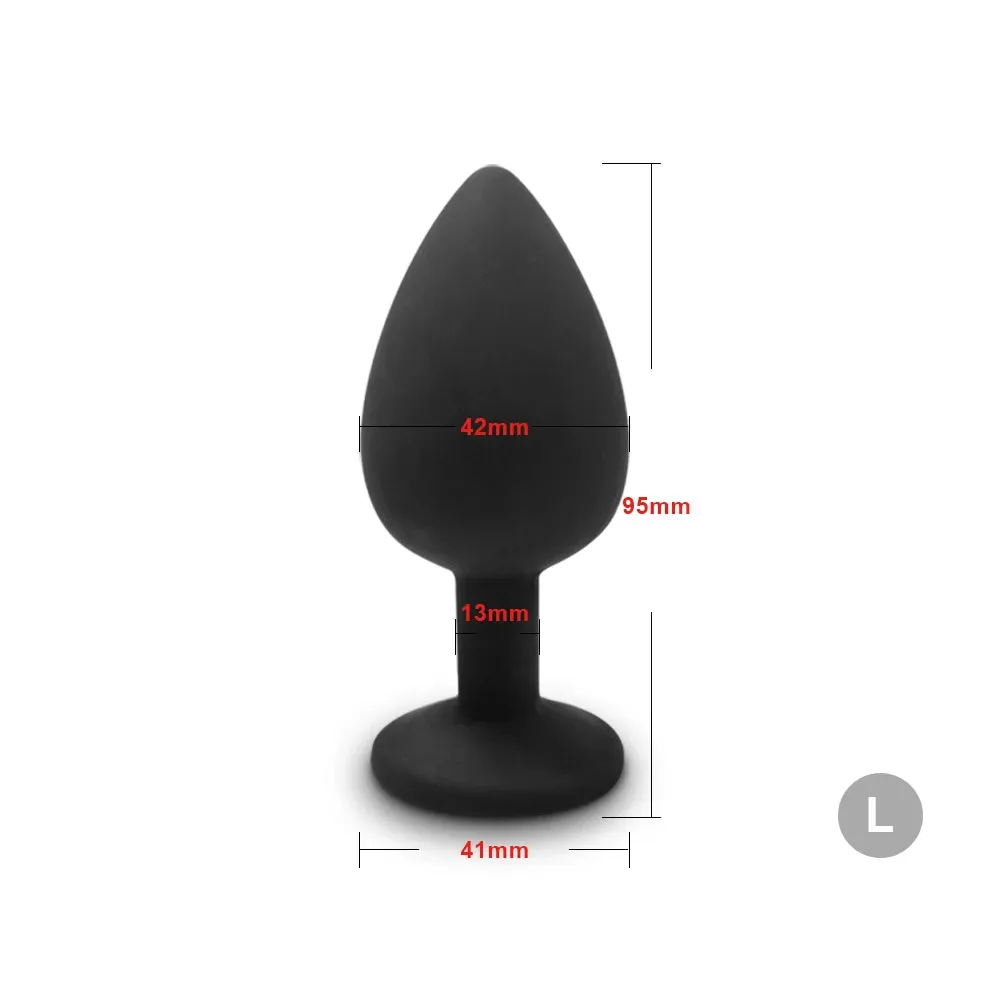Silicone Butt Plug Anal Plug Set with Crystal Glasses End