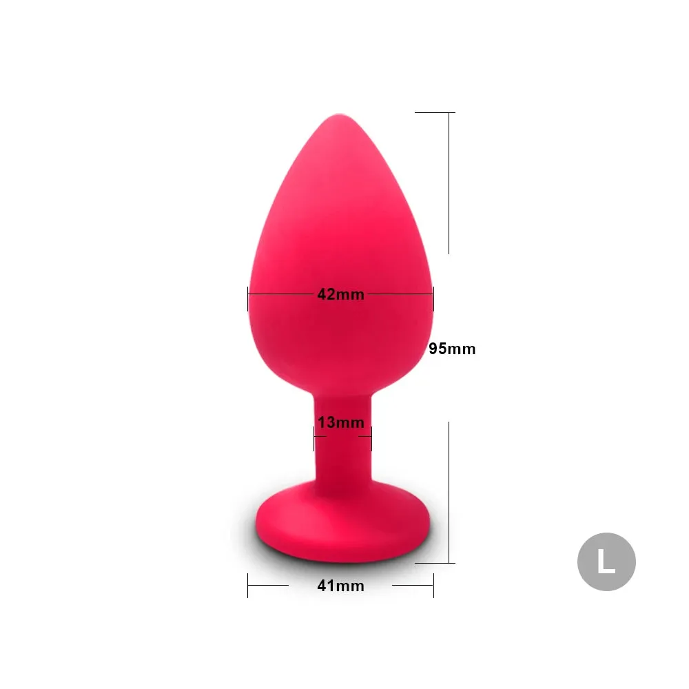 Silicone Butt Plug Anal Plug Set with Crystal Glasses End