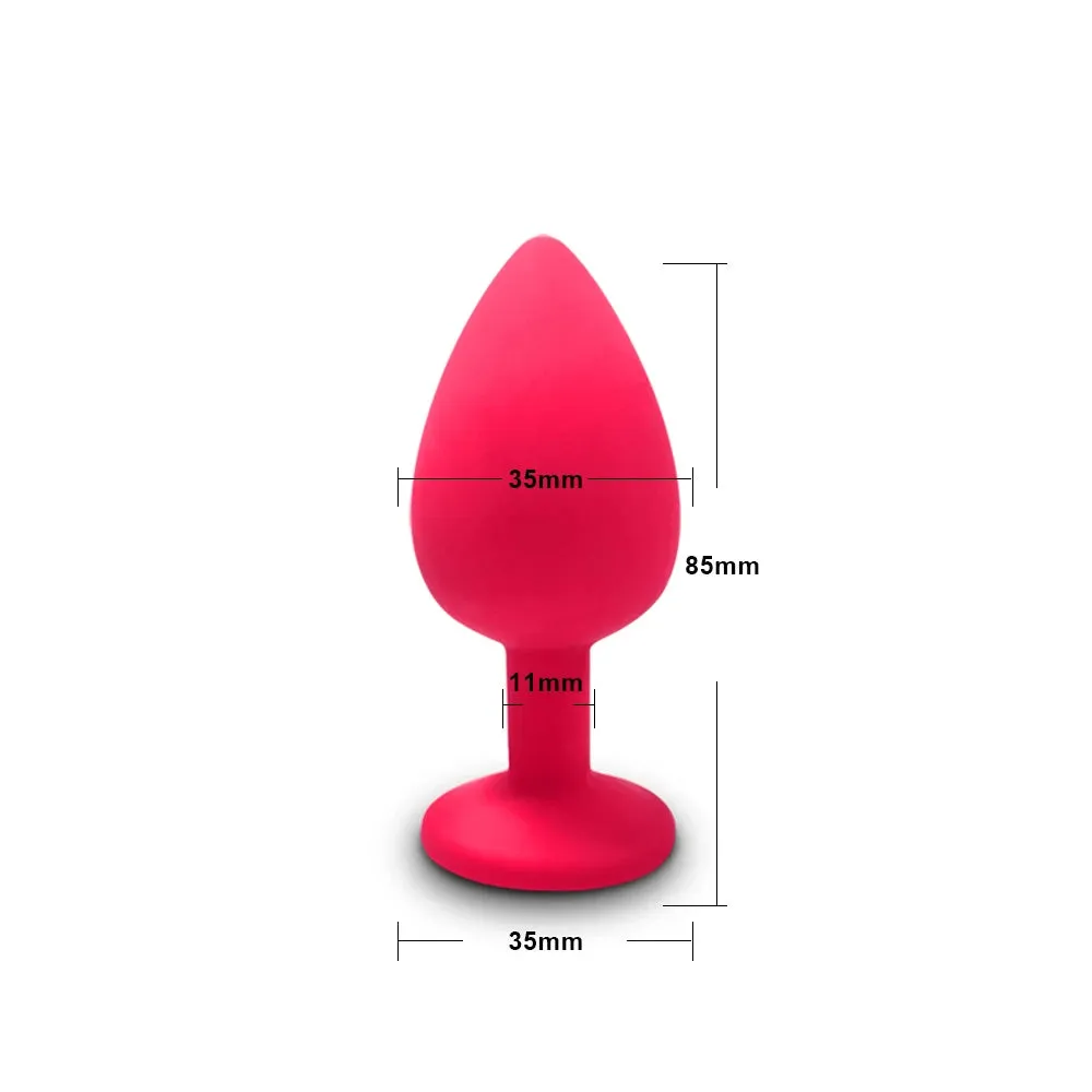 Silicone Butt Plug Anal Plug Set with Crystal Glasses End