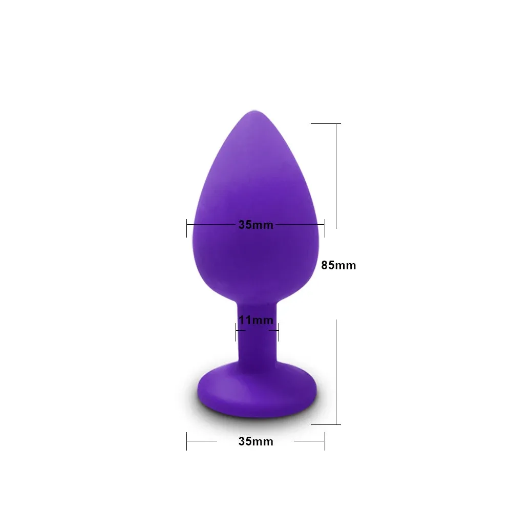 Silicone Butt Plug Anal Plug Set with Crystal Glasses End