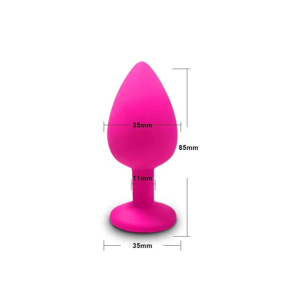 Silicone Butt Plug Anal Plug Set with Crystal Glasses End
