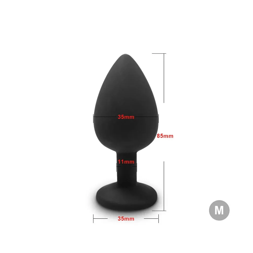 Silicone Butt Plug Anal Plug Set with Crystal Glasses End