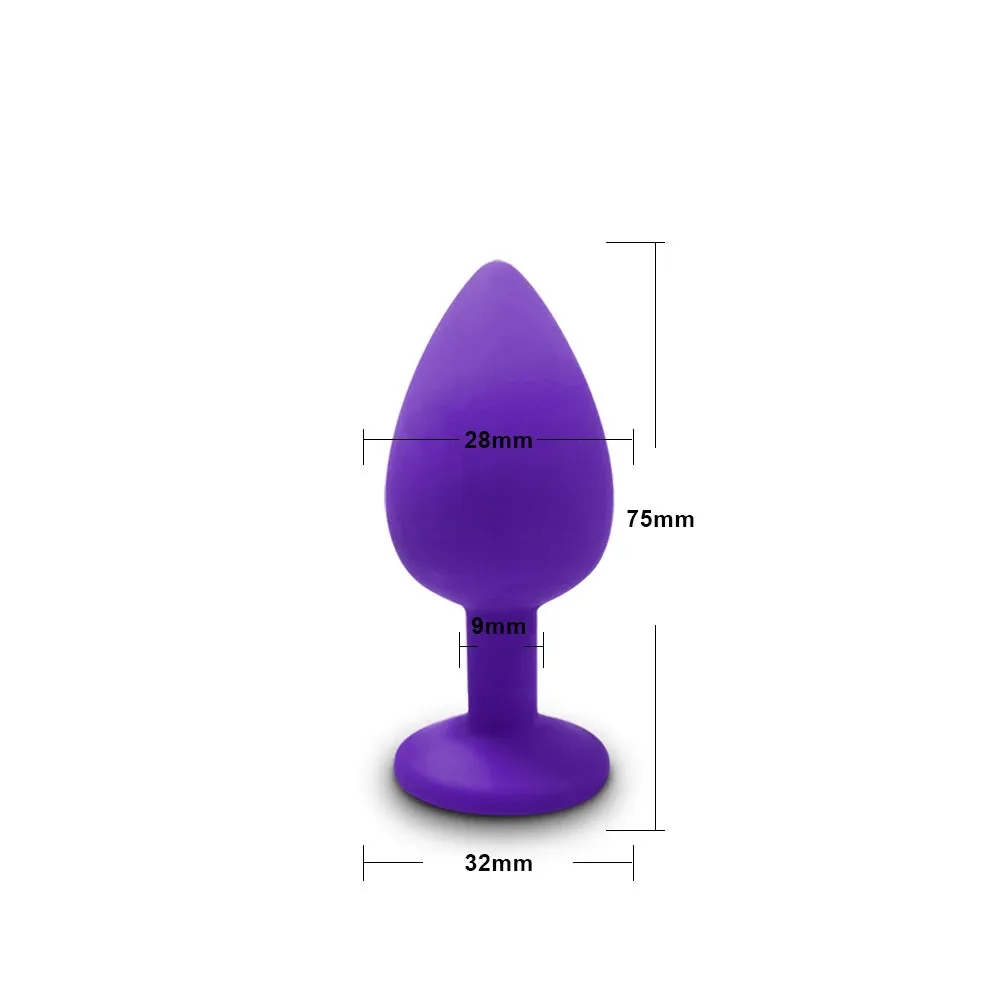 Silicone Butt Plug Anal Plug Set with Crystal Glasses End