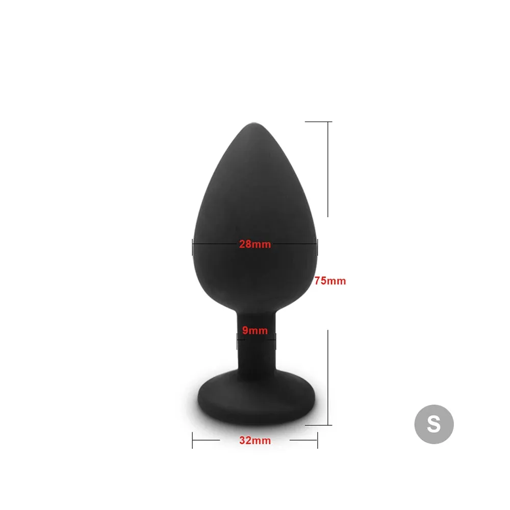 Silicone Butt Plug Anal Plug Set with Crystal Glasses End