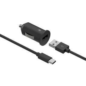 Single USB 2.4A Car Charger with 6ft USB-C Cable