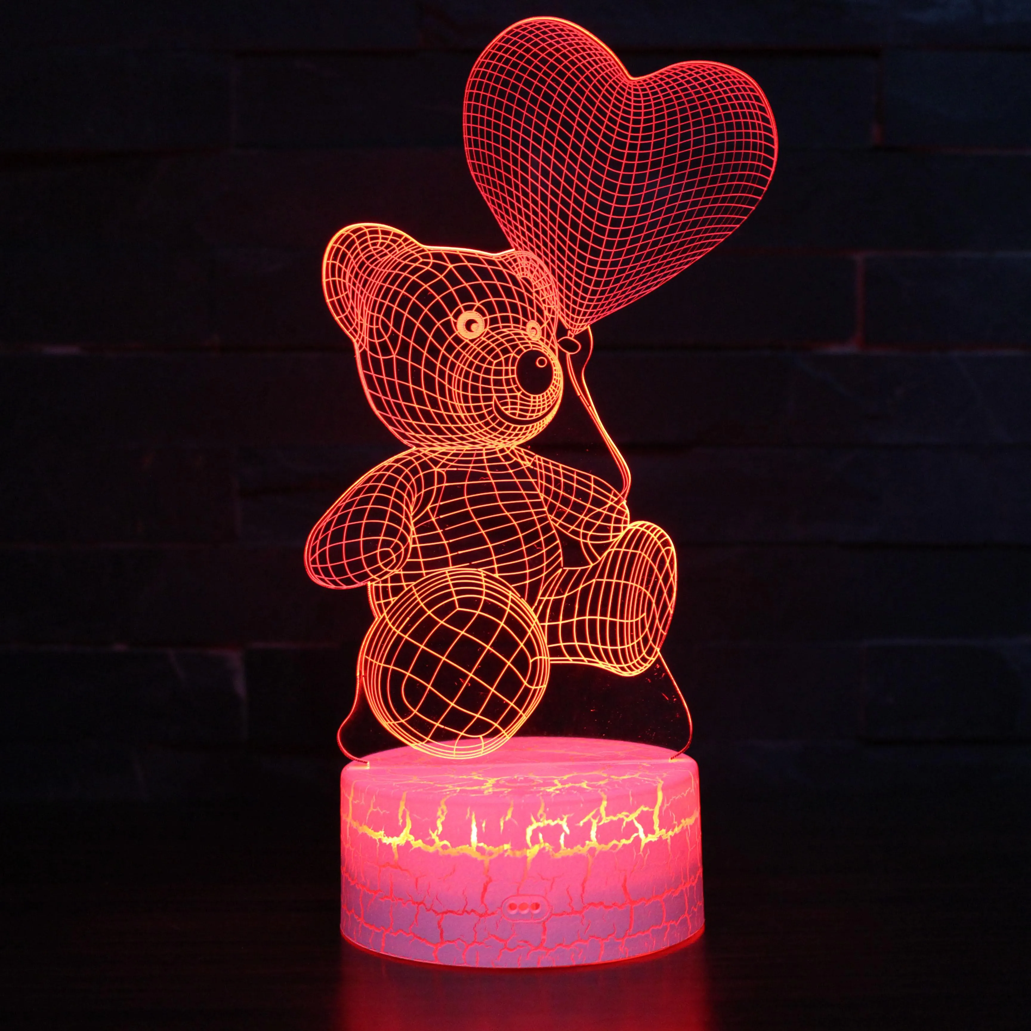 Teddy Heart Bear 3D Lamp Lighting LED USB Mood Table Love Night Light Action Toy Figures Luminaria Child Kid Toy Novelty Gift
