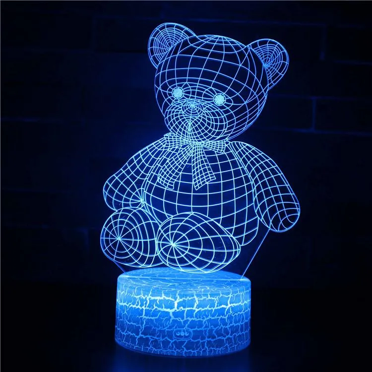 Teddy Heart Bear 3D Lamp Lighting LED USB Mood Table Love Night Light Action Toy Figures Luminaria Child Kid Toy Novelty Gift