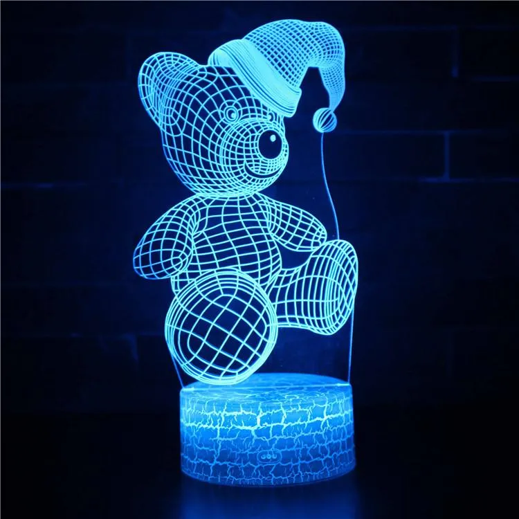 Teddy Heart Bear 3D Lamp Lighting LED USB Mood Table Love Night Light Action Toy Figures Luminaria Child Kid Toy Novelty Gift