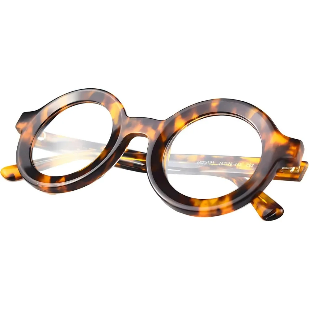 Thick Handmade Acetate 44mm Round Eyeglasses A23103