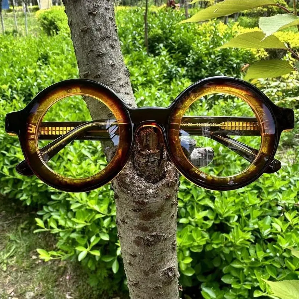 Thick Handmade Acetate 44mm Round Eyeglasses A23103