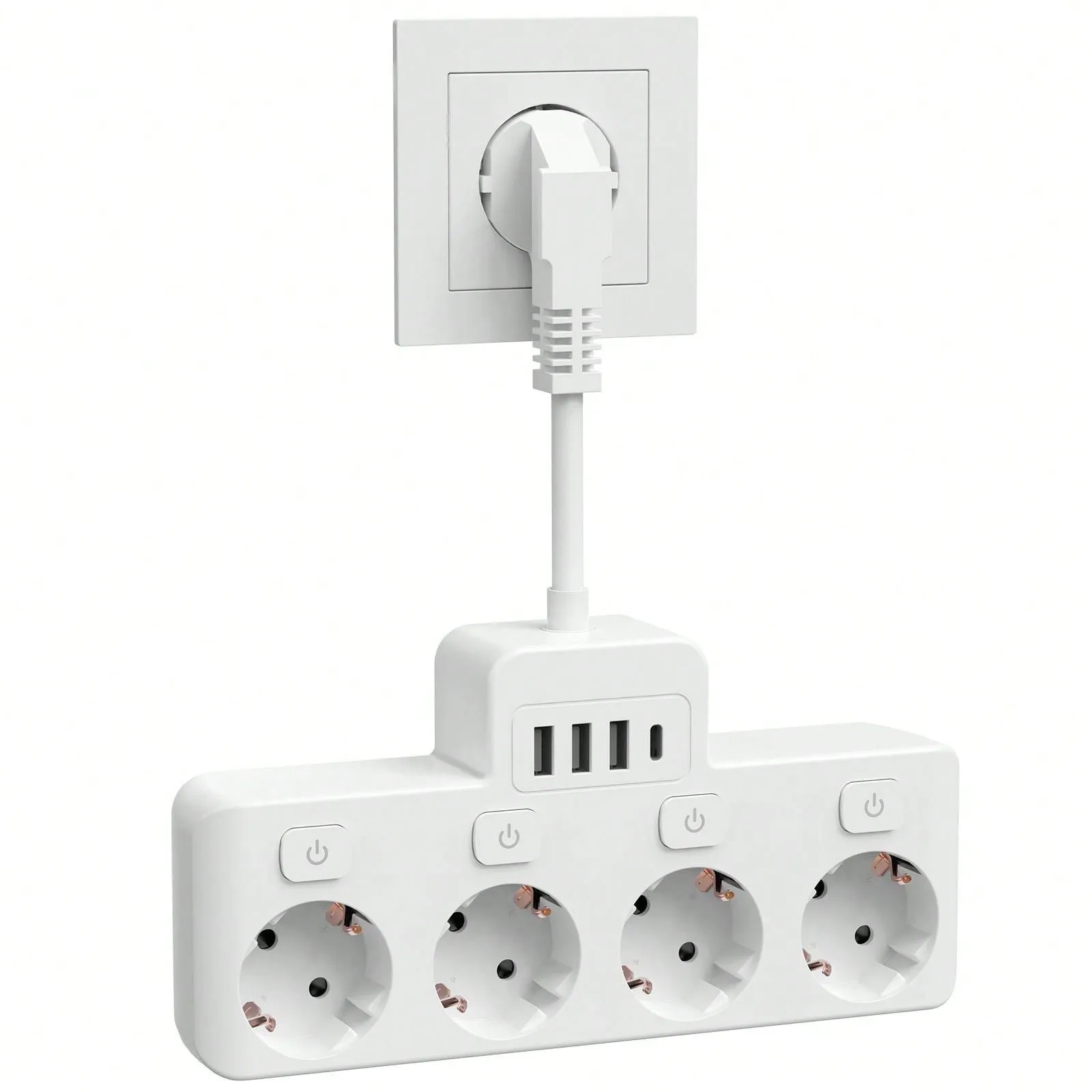 Ultimate 8-in-1 Charging Hub: Fast Power Strip with USB Ports & Individual Controls - Ideal for Home, Travel, and Office Use