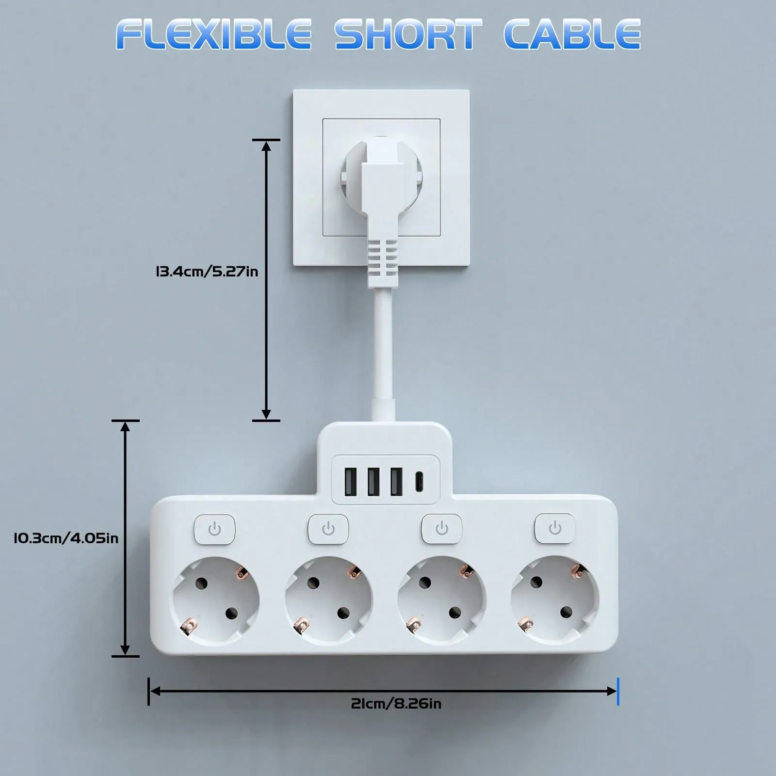 Ultimate 8-in-1 Charging Hub: Fast Power Strip with USB Ports & Individual Controls - Ideal for Home, Travel, and Office Use