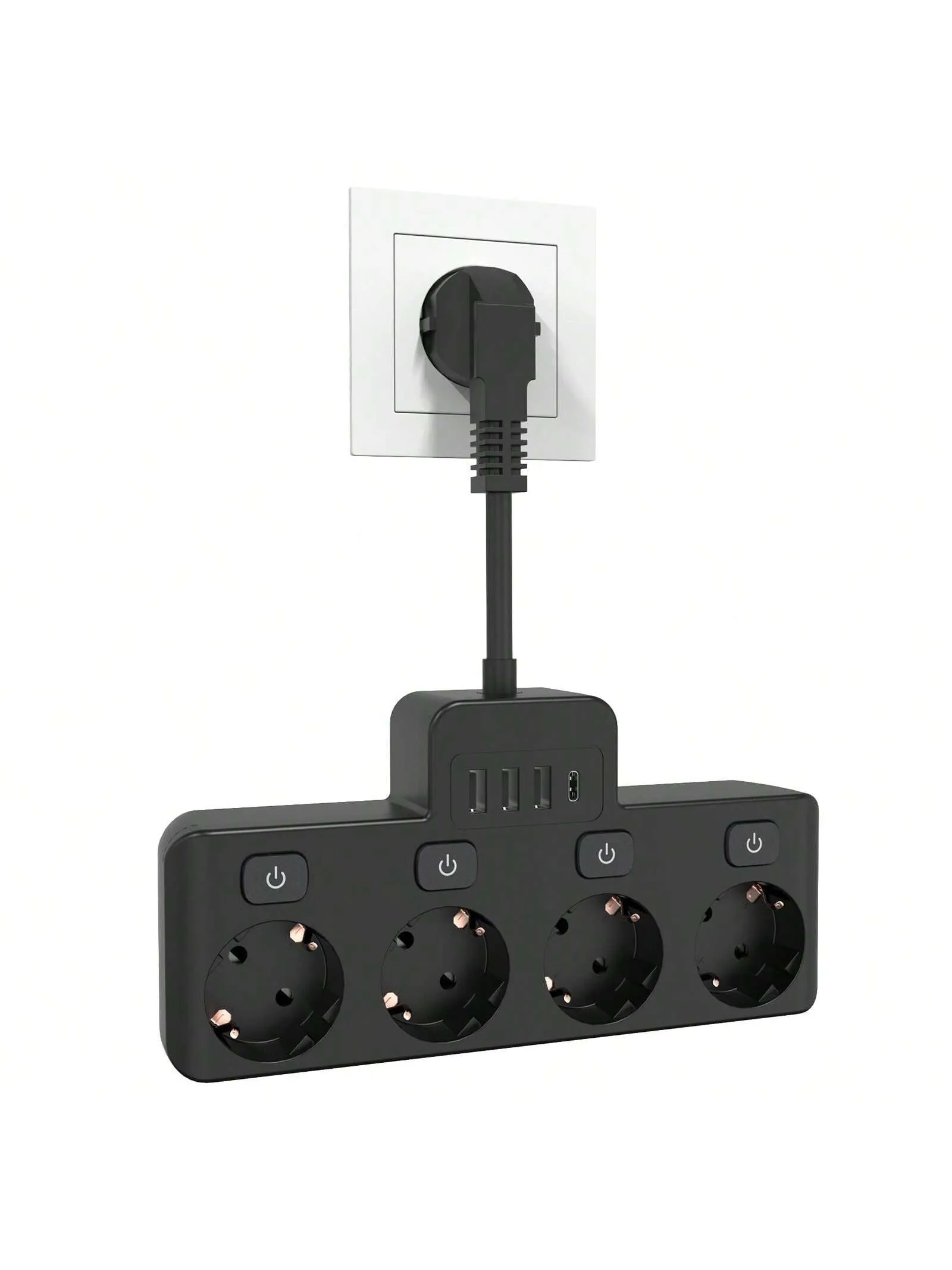 Ultimate 8-in-1 Charging Hub: Fast Power Strip with USB Ports & Individual Controls - Ideal for Home, Travel, and Office Use
