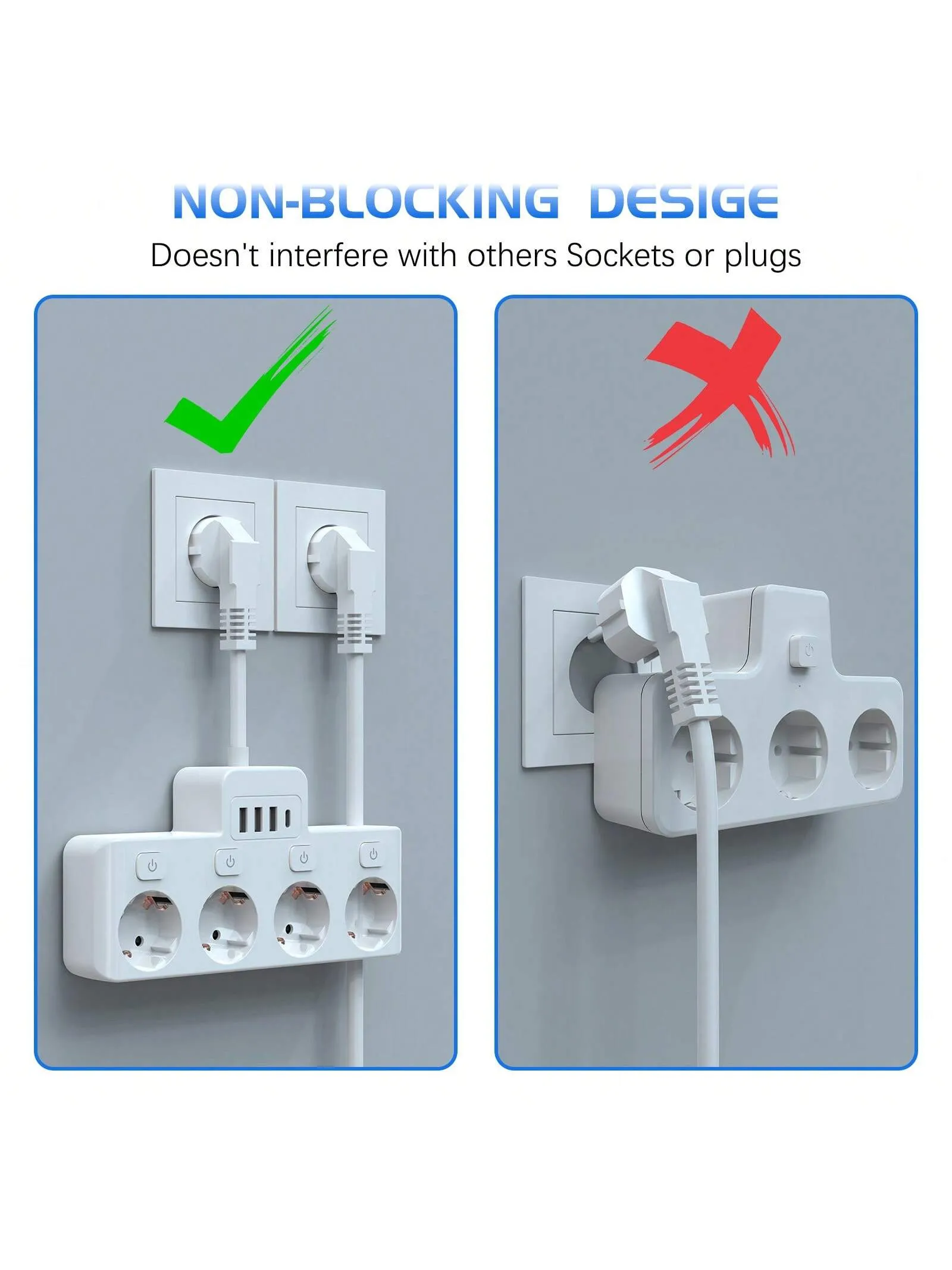 Ultimate 8-in-1 Charging Hub: Fast Power Strip with USB Ports & Individual Controls - Ideal for Home, Travel, and Office Use
