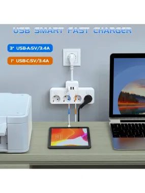 Ultimate 8-in-1 Charging Hub: Fast Power Strip with USB Ports & Individual Controls - Ideal for Home, Travel, and Office Use
