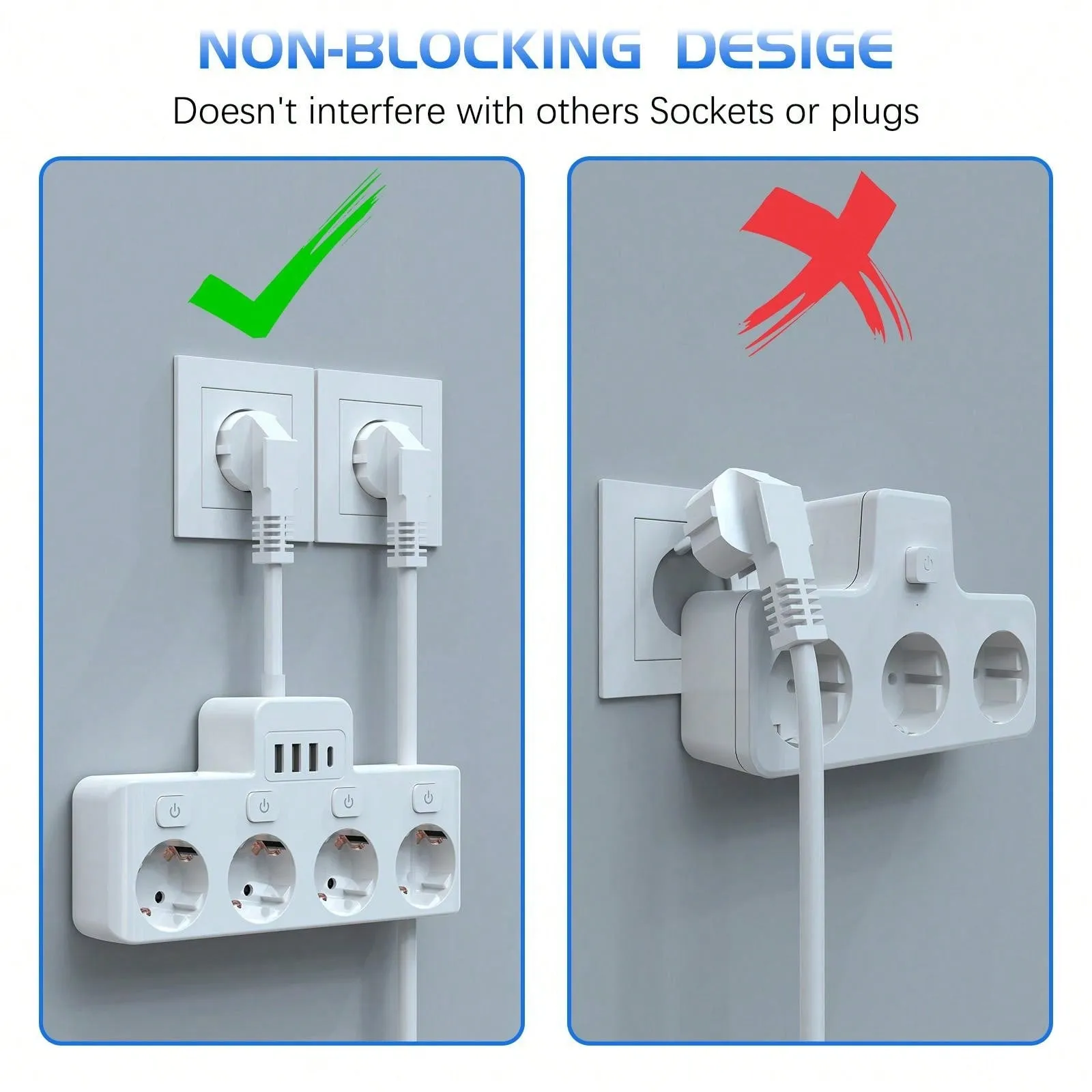 Ultimate 8-in-1 Charging Hub: Fast Power Strip with USB Ports & Individual Controls - Ideal for Home, Travel, and Office Use