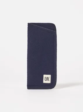 Universal Works Glasses Case in Navy Melton Small