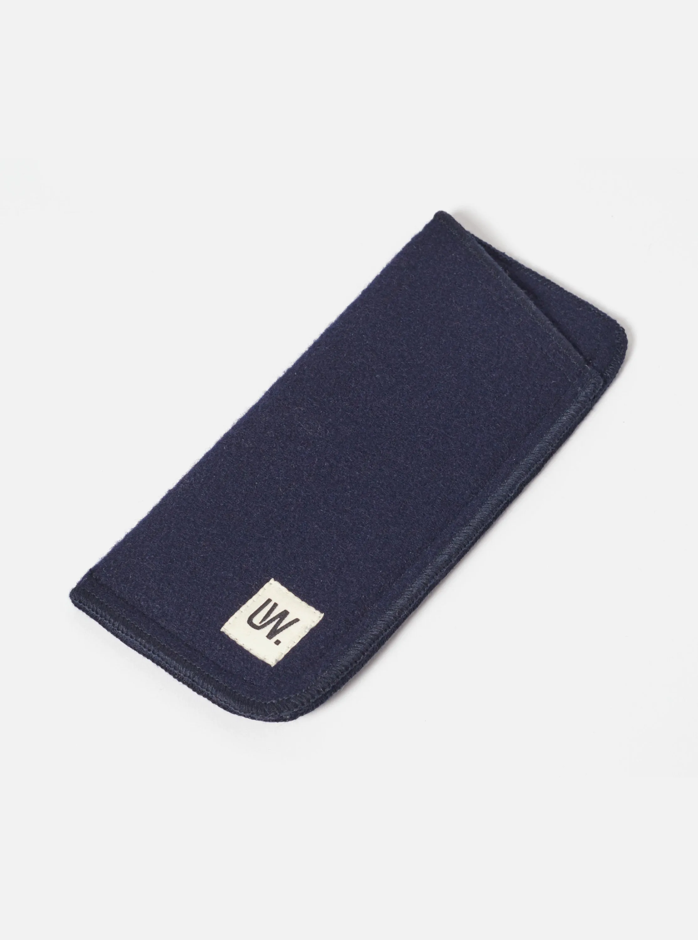 Universal Works Glasses Case in Navy Melton Small