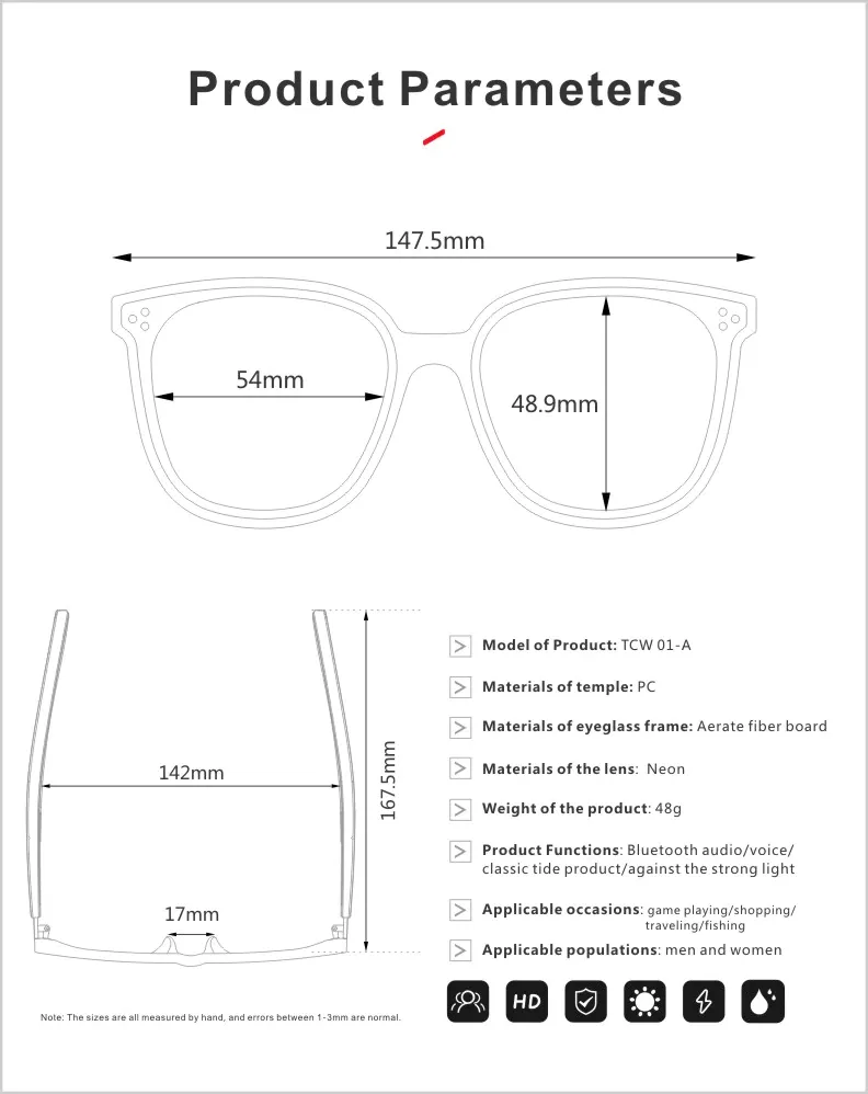 Upgraded Hands Free Waterproof Calling Smart Bluetooth Sunglasses