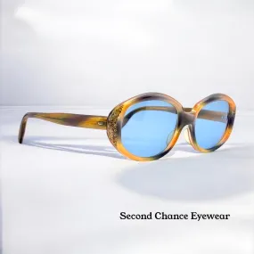 Vintage Imperial 5 1/2 Mod Amber Honey Sunglasses – CR39 Blue Lenses – Made in USA